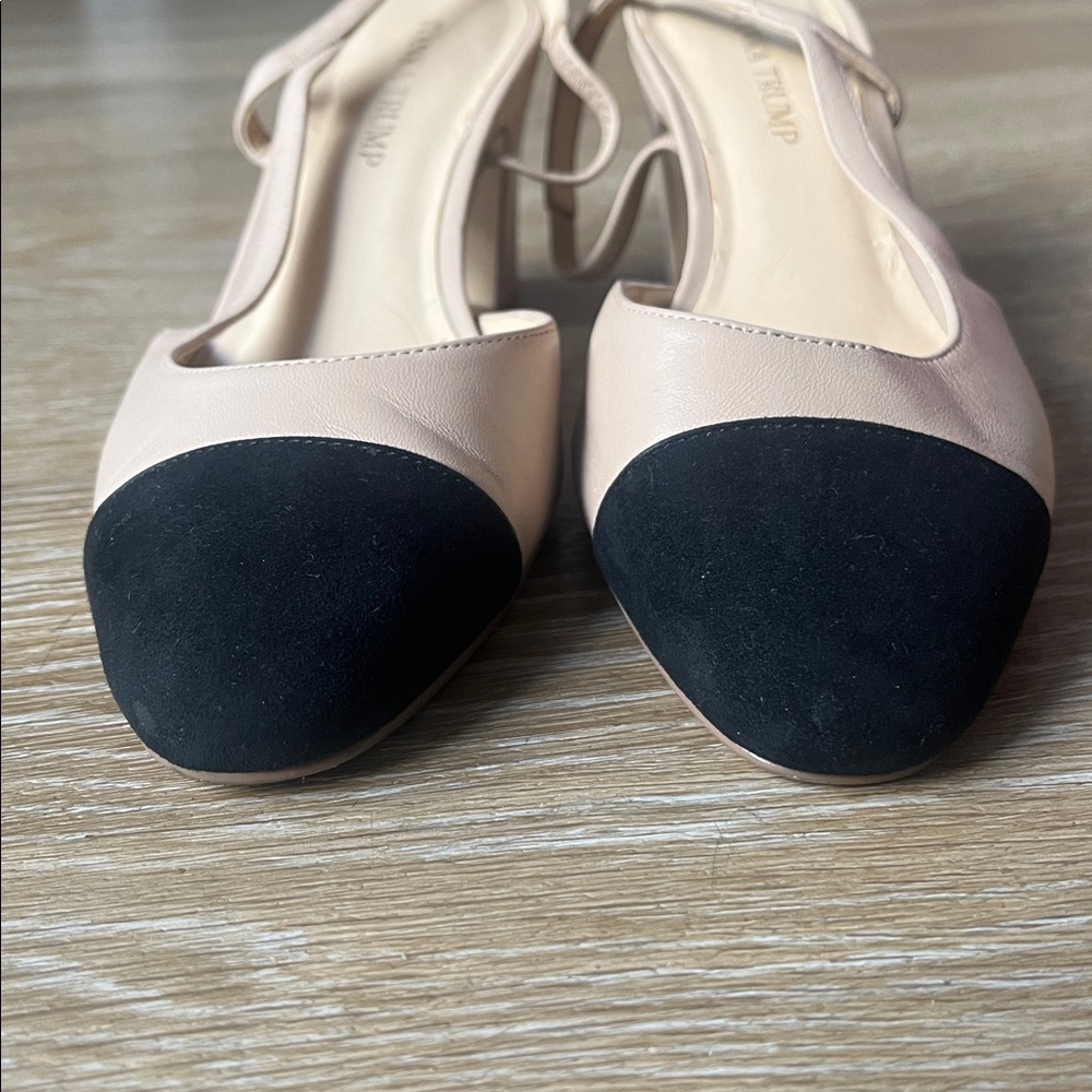 Ivanka Trump Liah Cap Toe Slingback Nude Block Heels sz 8 - Picture 11 of 14